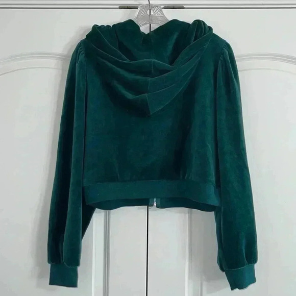 Reflex Green Zip Front Velour Hoodie - Picture 13 of 14